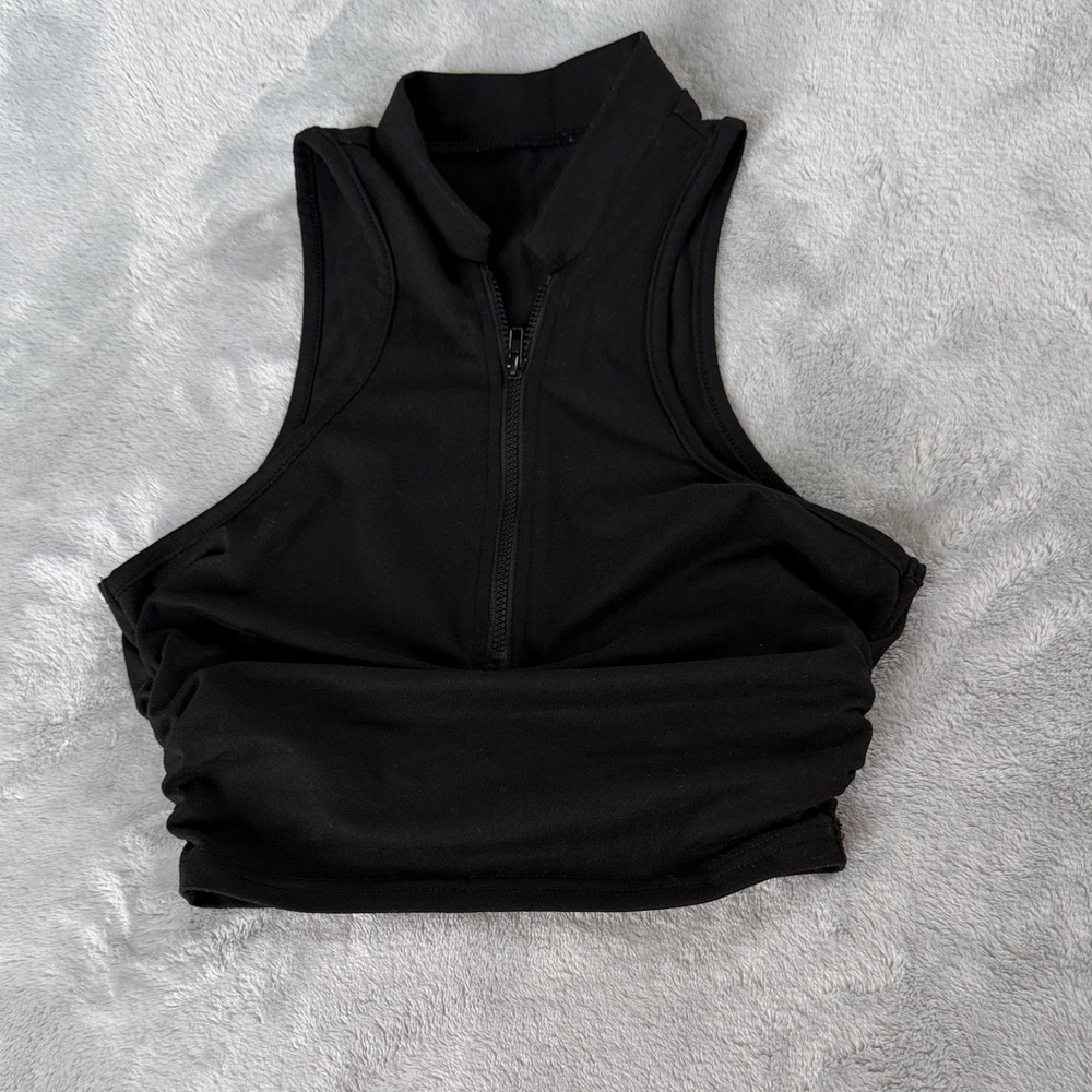 SHEIN Black Zip-Up Crop Top